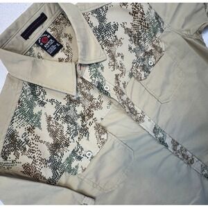 Enyce Button Up Shirt Mens XL Tan Snakeskin Print Short Sleeve Urban